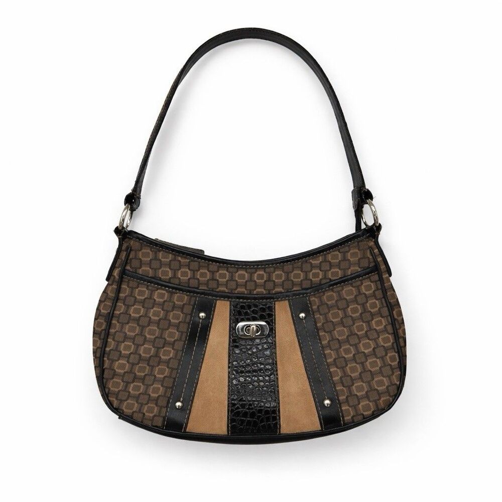 Nine West Vintage Shoulder Bag Geometric Brown Black Y2k 90s Classic